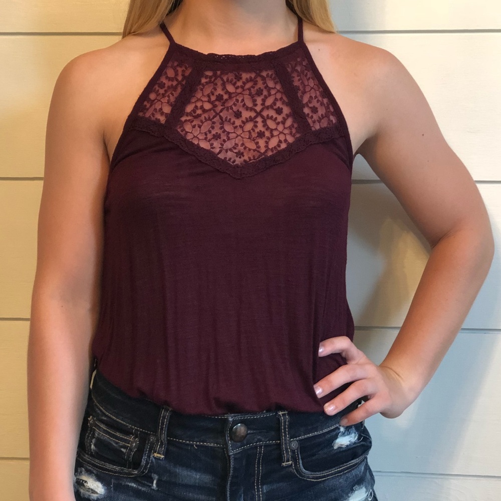 Maroon Lace Tank